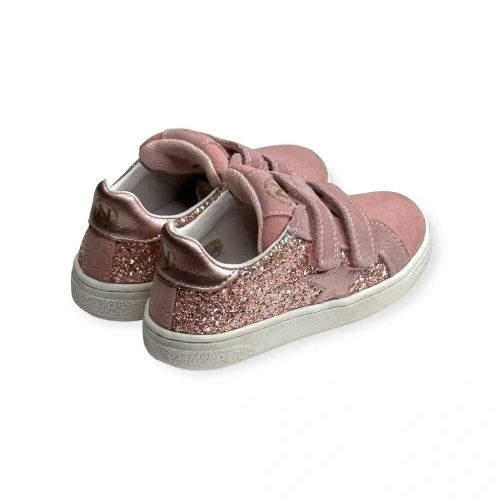 Naturino ★ Pinn VL Glitter Star Italian Suede Sneaker ★ Pink ★ Toddler 8M 25 ★ - Picture 4 of 16